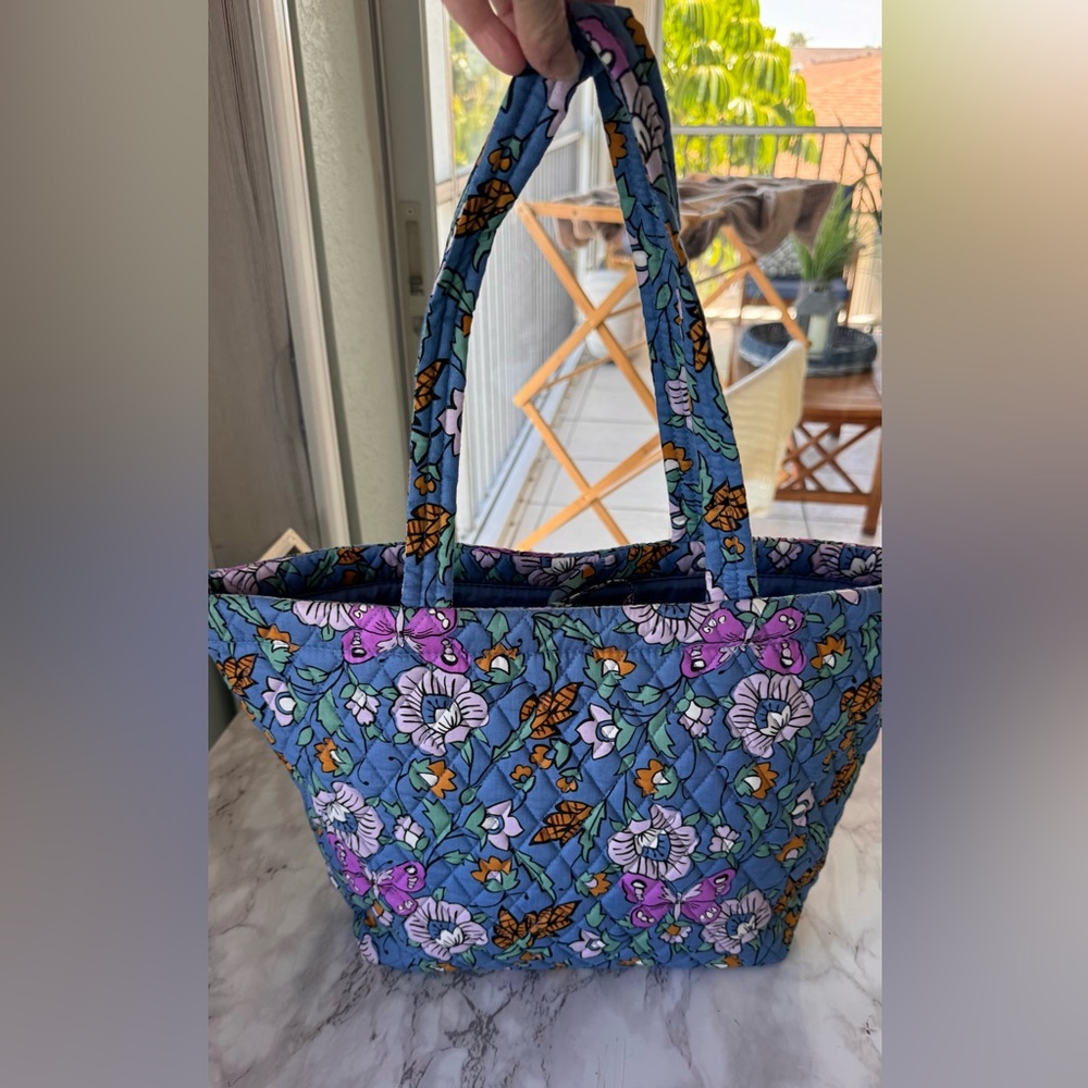 Vera Bradley Small East West Wild Prairie Tote with Tie String Closure.